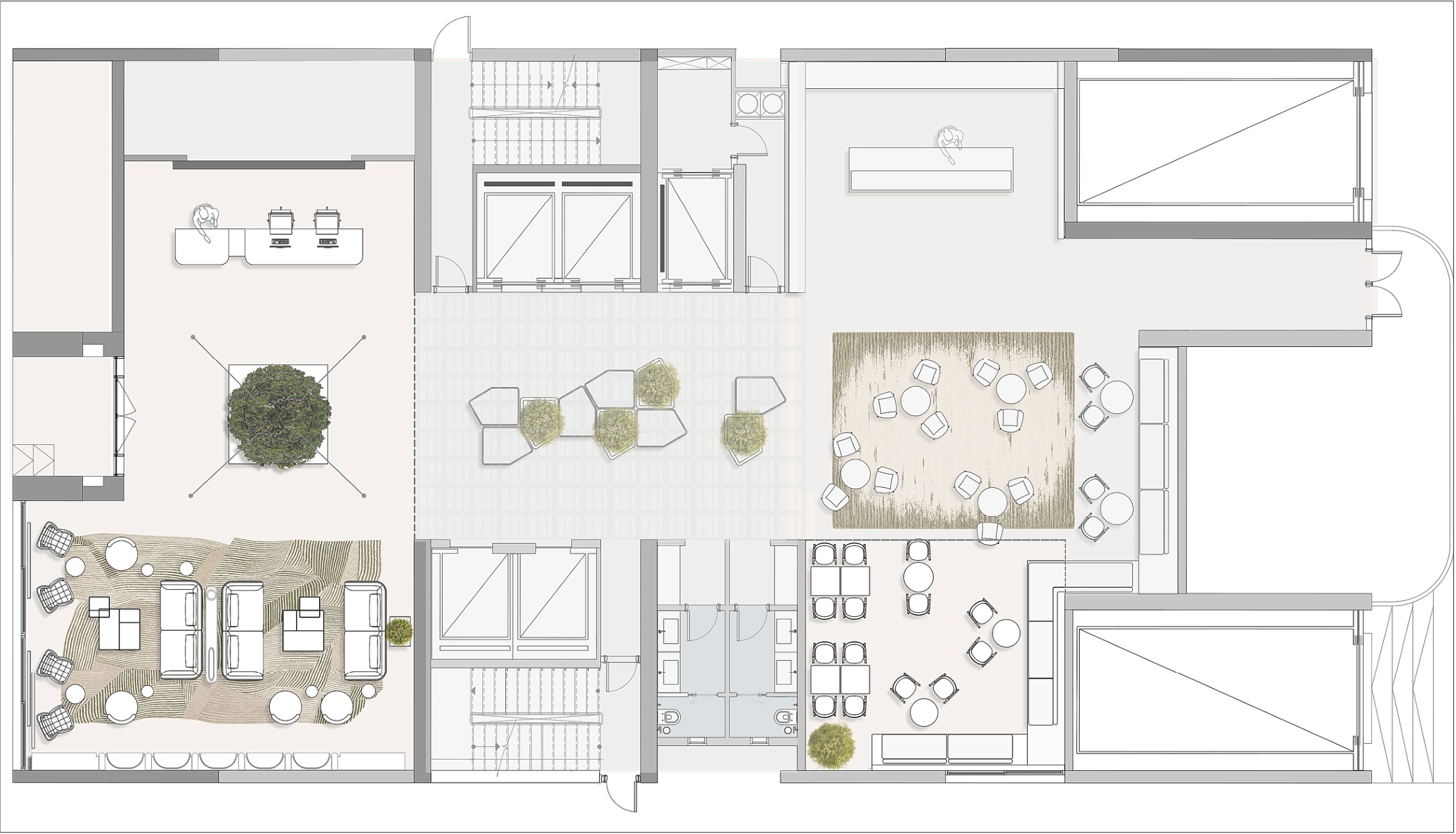 Rajhi Haramain 3 proposed ground-floor plan, with reception, guest lounge, lift lobby and café